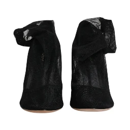 Black Nylon Mesh Sock Style Boots Shoes