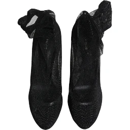 Black Nylon Mesh Sock Style Boots Shoes