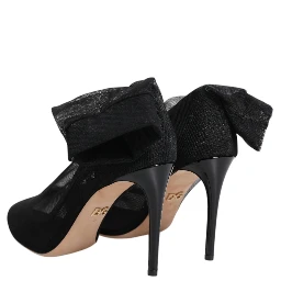Black Nylon Mesh Sock Style Boots Shoes