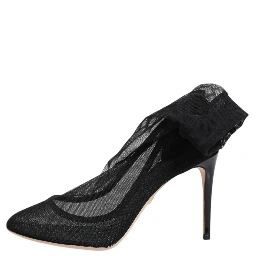 Black Nylon Mesh Sock Style Boots Shoes