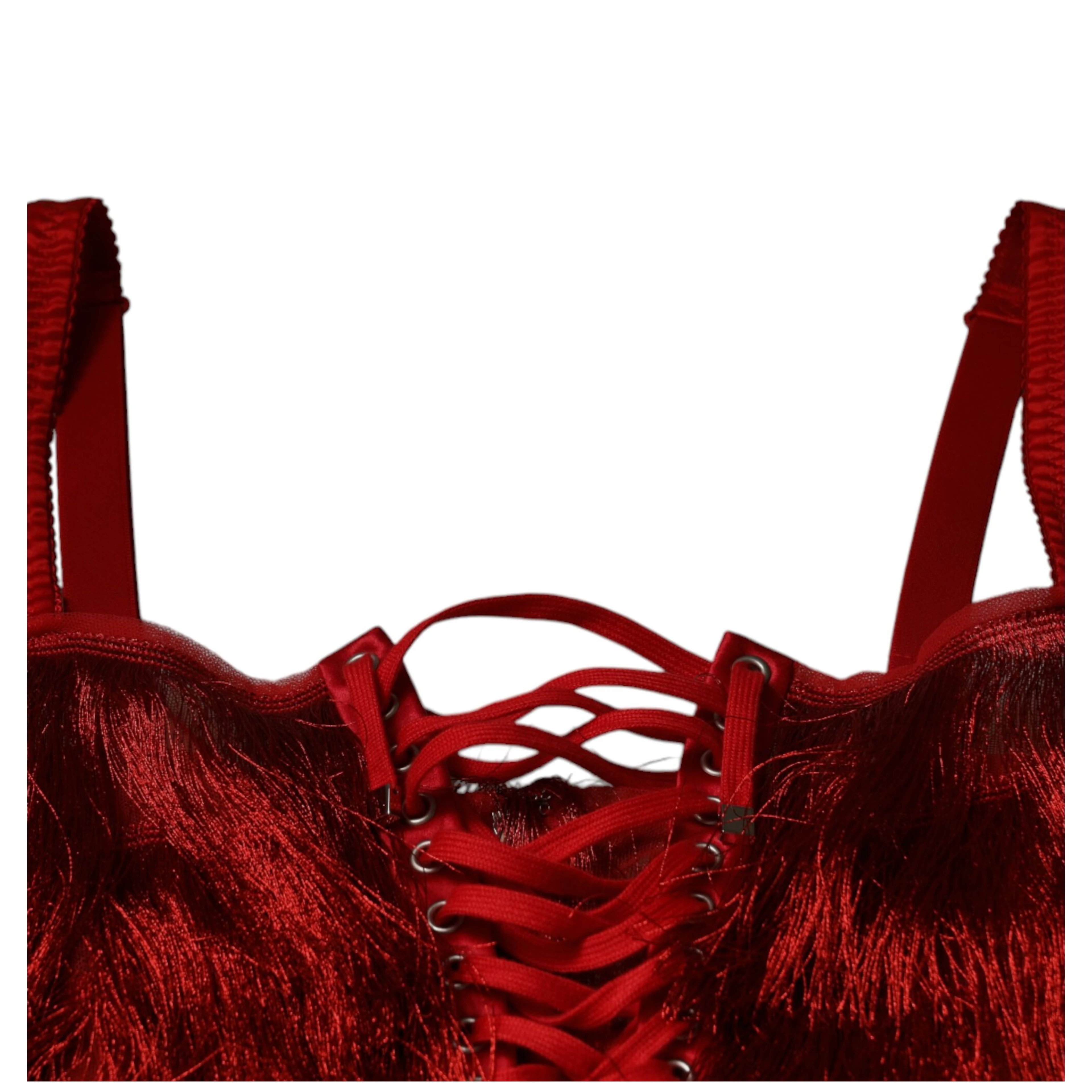 Red Lace Tassel Sleeveless Sheath Mini Dress