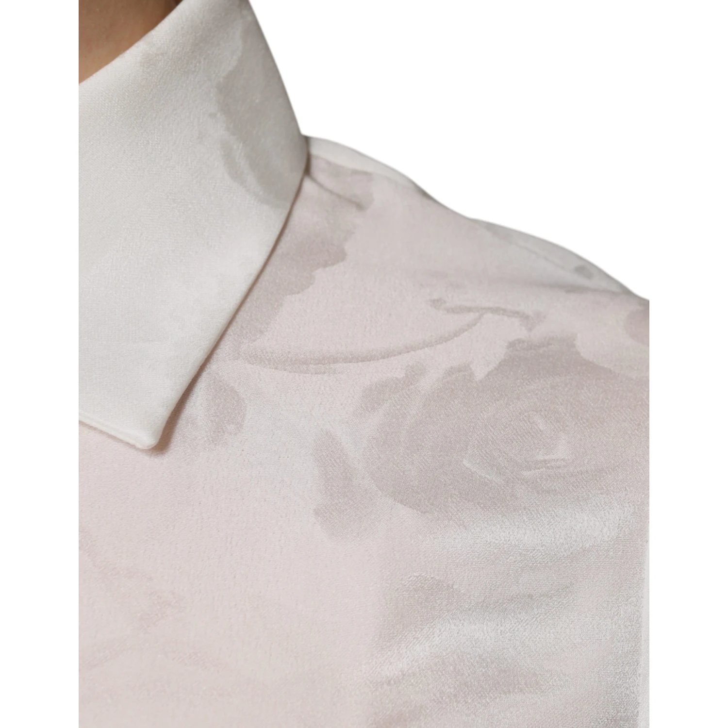 White Silk Collared Long Sleeves Shirt Top