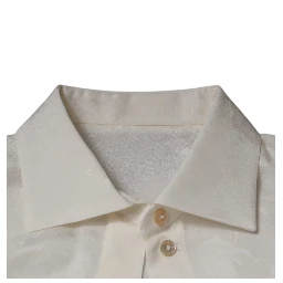White Silk Collared Long Sleeves Shirt Top