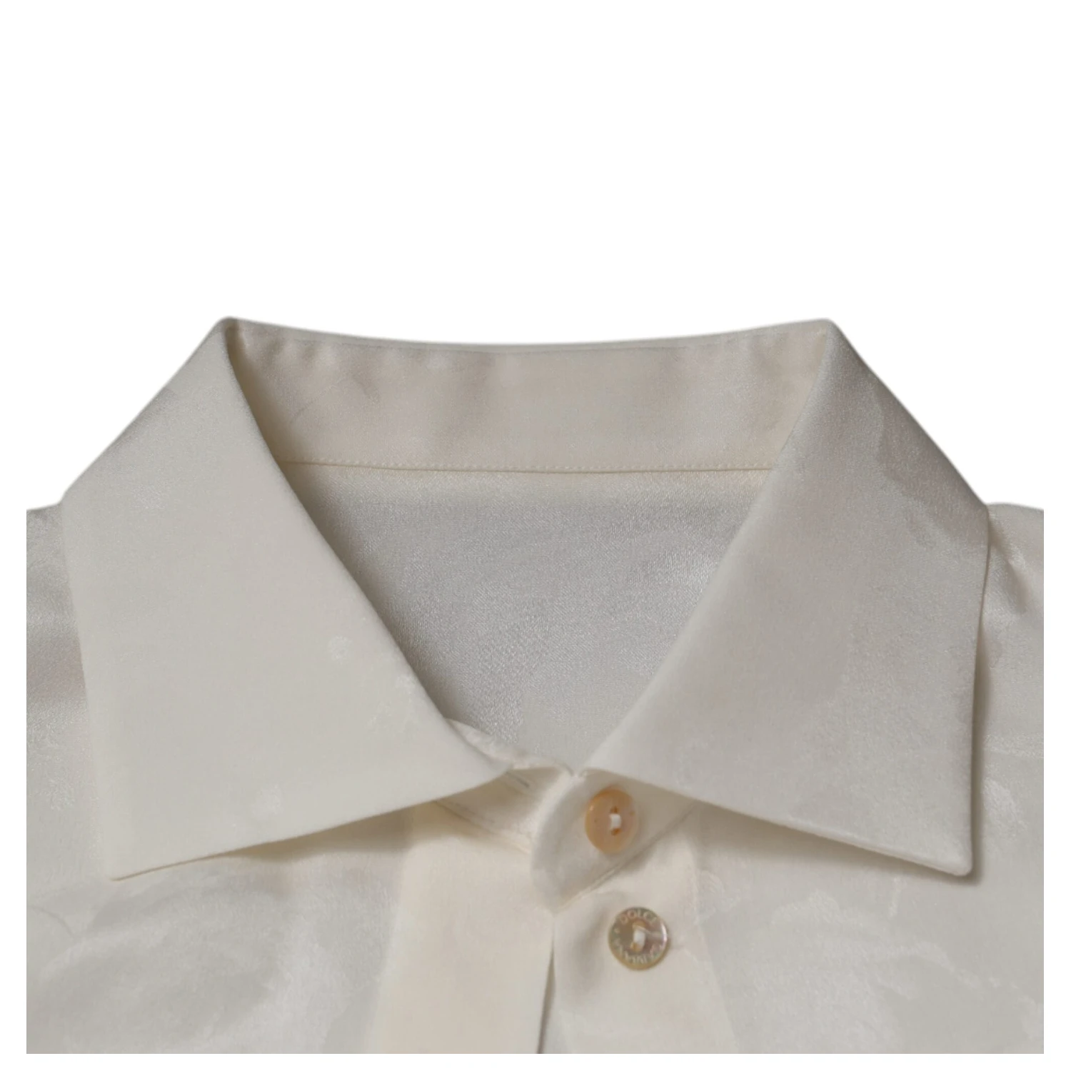 White Silk Collared Long Sleeves Shirt Top