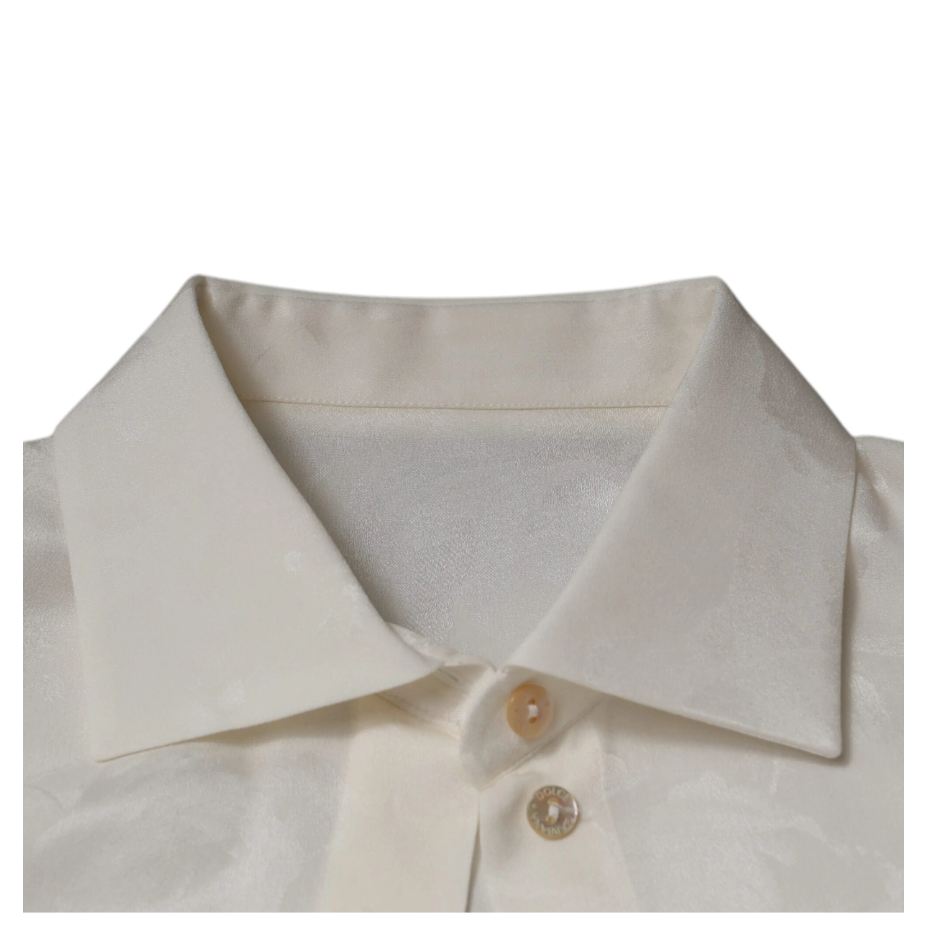 White Silk Collared Long Sleeves Shirt Top