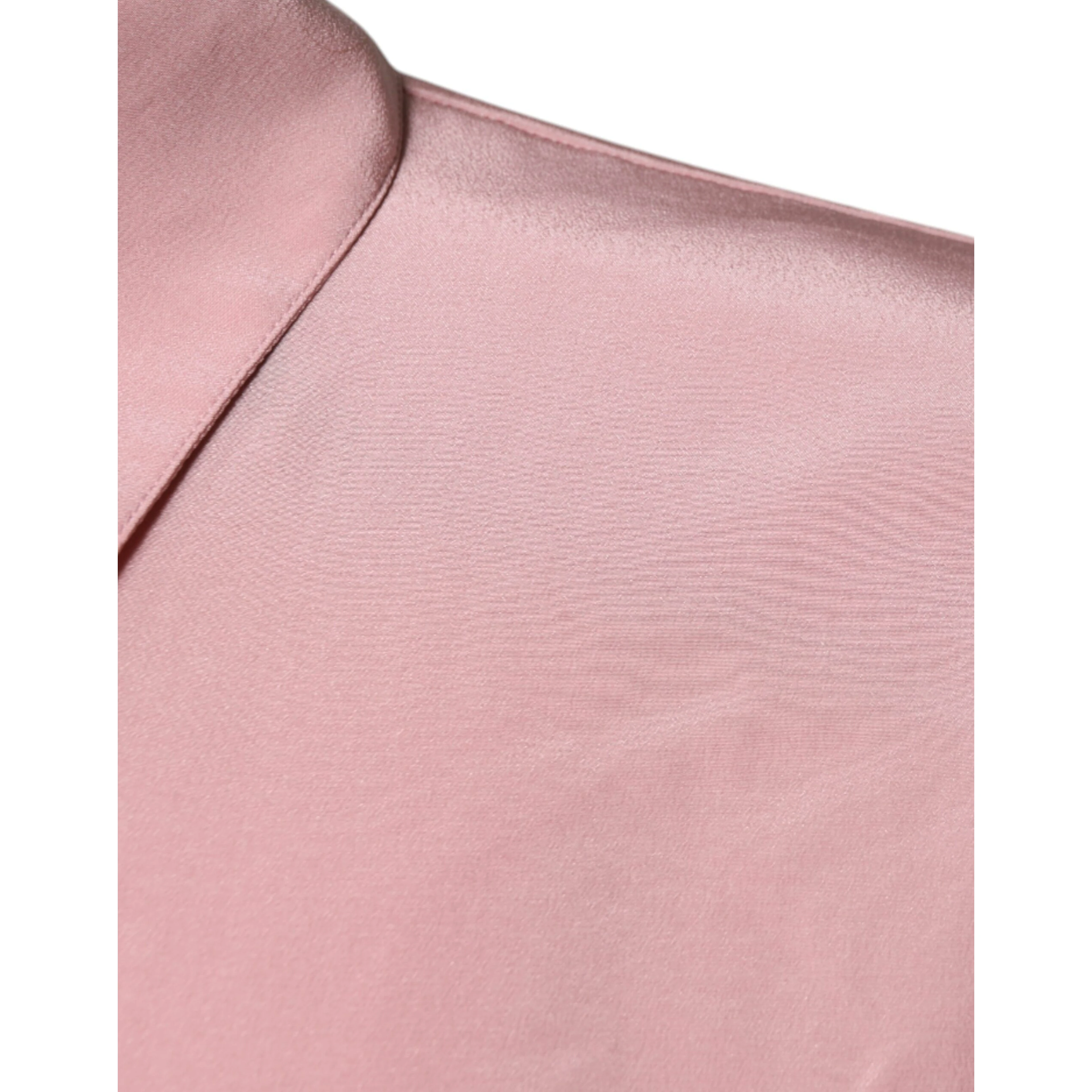 Pink Cotton Long Sleeves Collared Blouse Top
