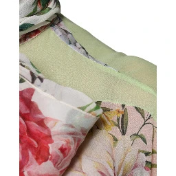 Multicolor Floral Patchwork Ascot Collar Top