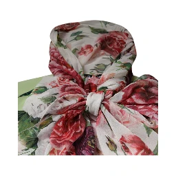 Multicolor Floral Patchwork Ascot Collar Top