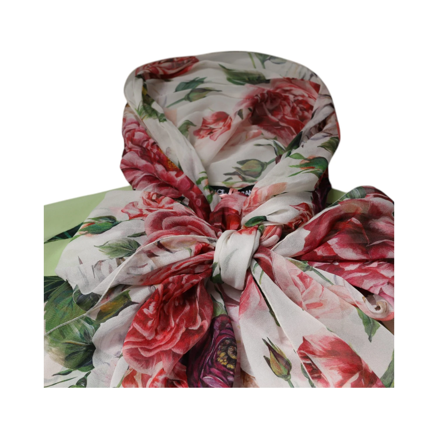 Multicolor Floral Patchwork Ascot Collar Top