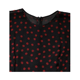 Black Red Polka Dot Silk Layered Midi Dress
