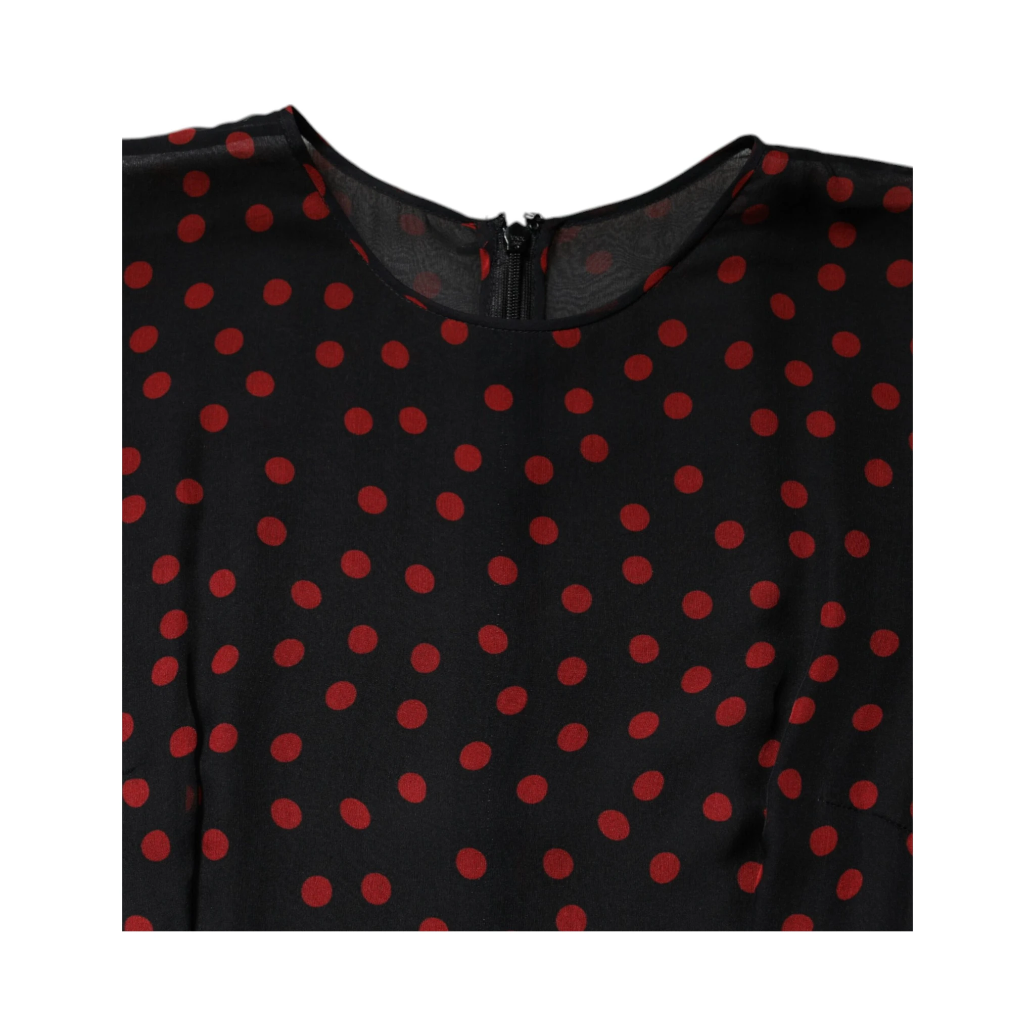Black Red Polka Dot Silk Layered Midi Dress
