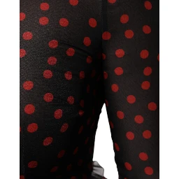 Black Red Polka Dot Silk Layered Midi Dress