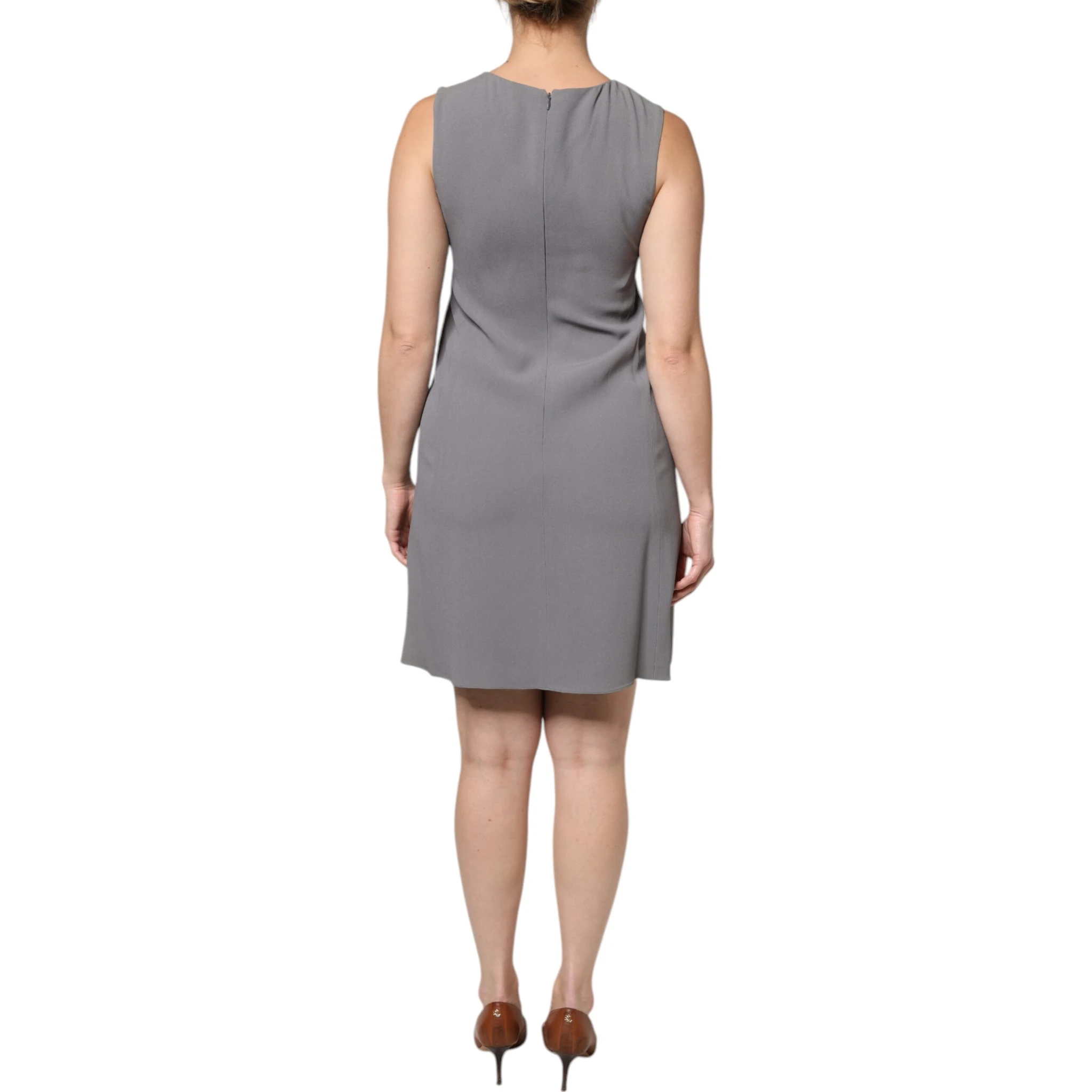 Gray Round Neck Sleeveless A-line Mini Dress