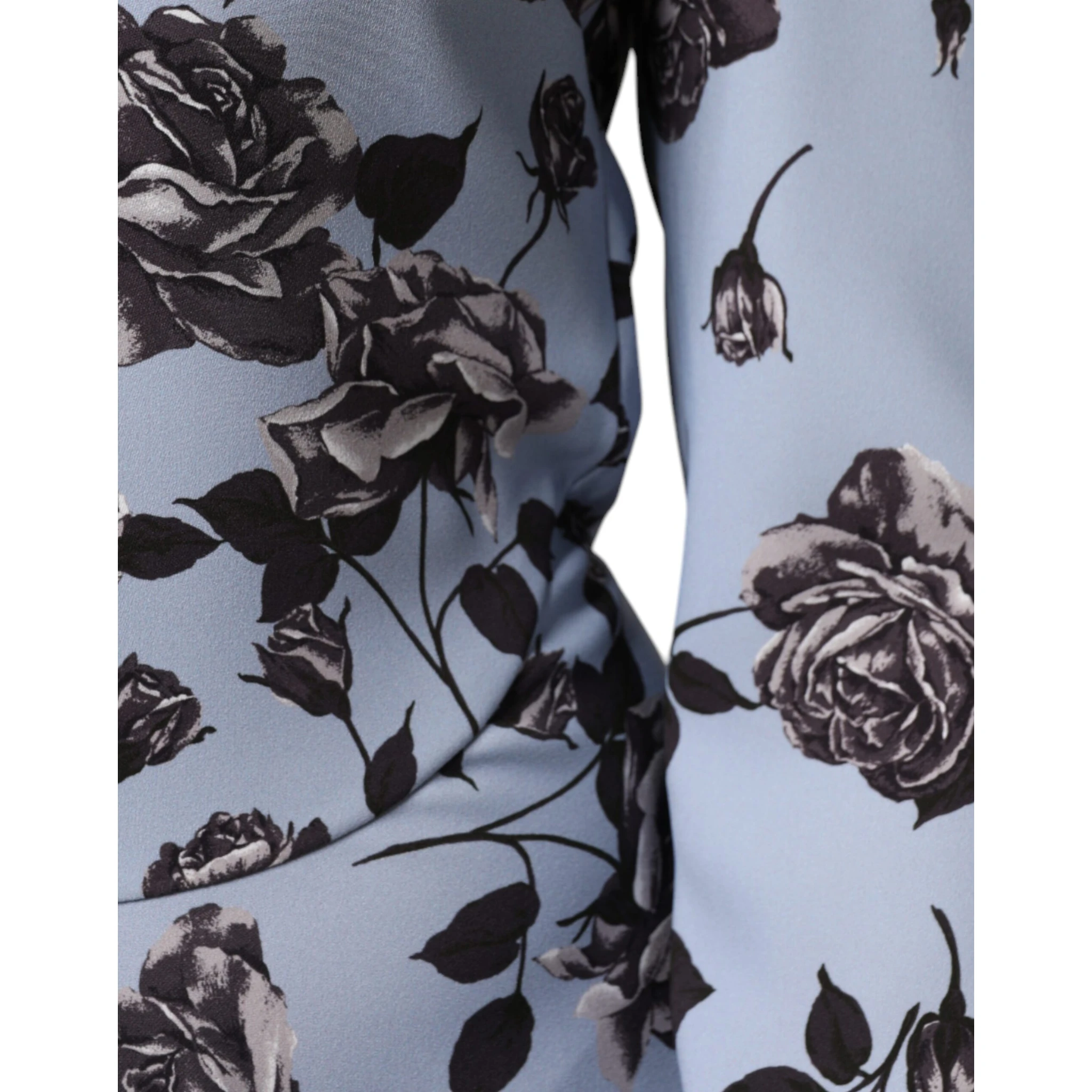 Light Blue Floral Long Sleeves A-line Mini Dress