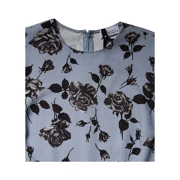 Light Blue Floral Long Sleeves A-line Mini Dress