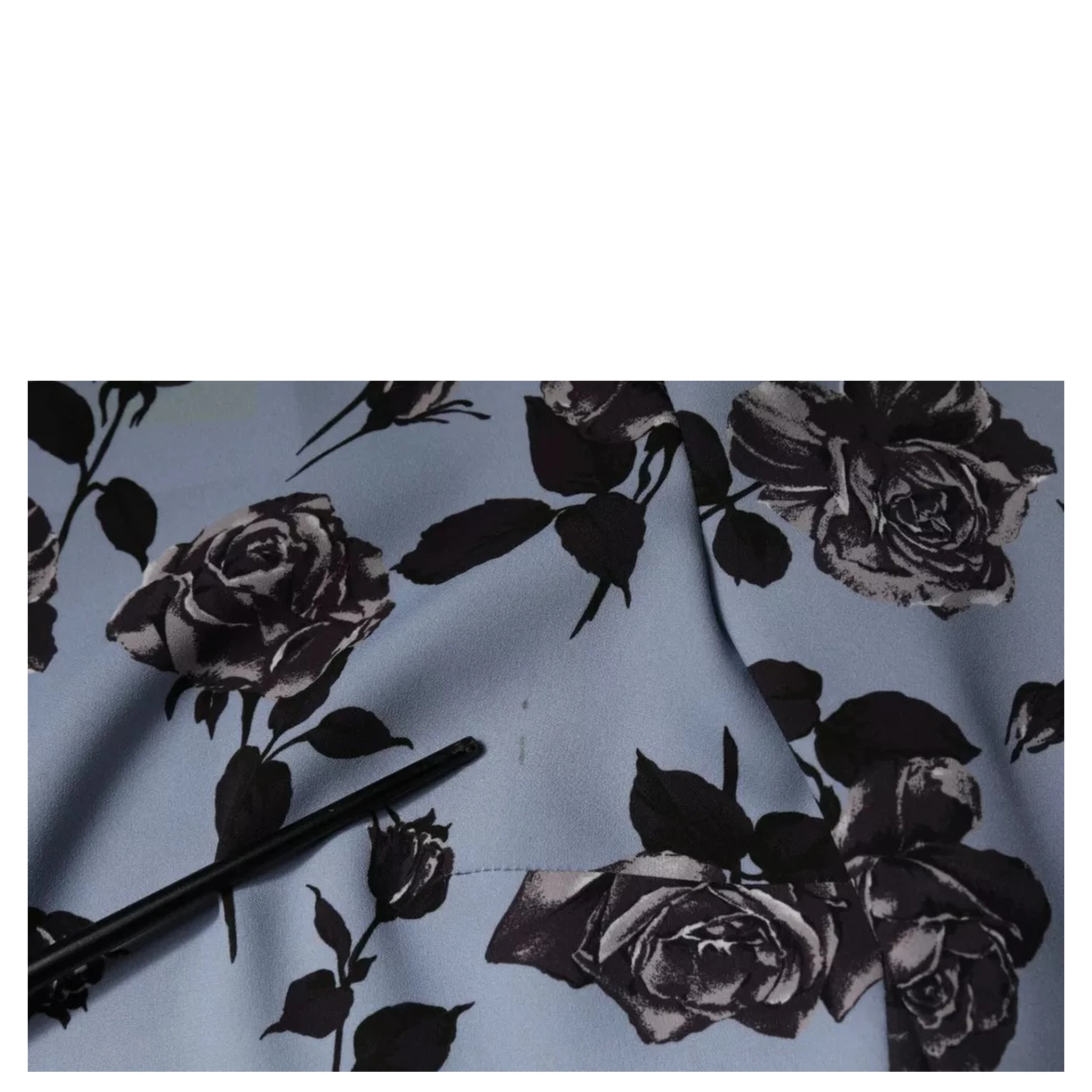 Light Blue Floral Long Sleeves A-line Mini Dress