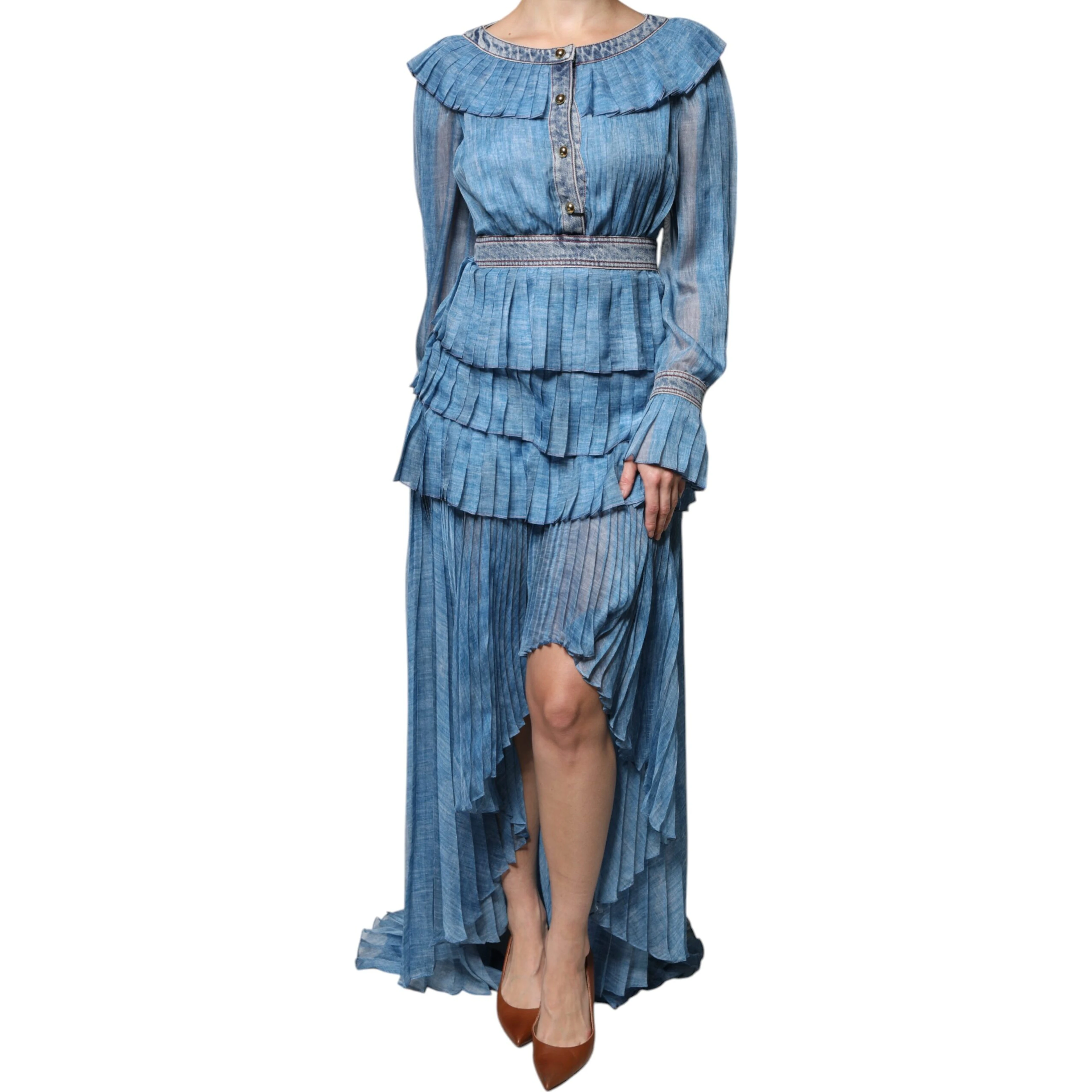 Blue Layered Long Sleeve Dress