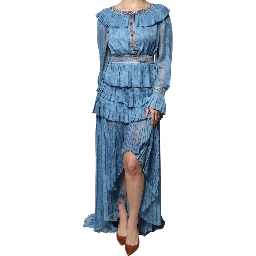Blue Layered Long Sleeve Dress