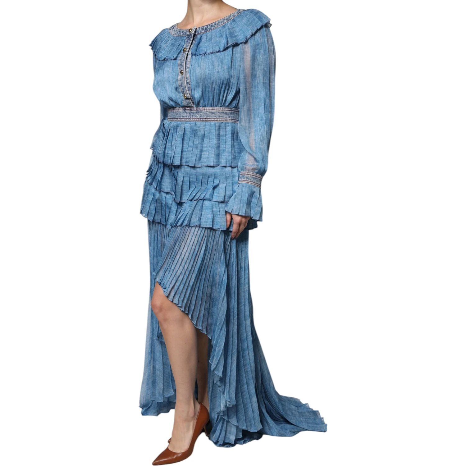 Blue Layered Long Sleeve Dress
