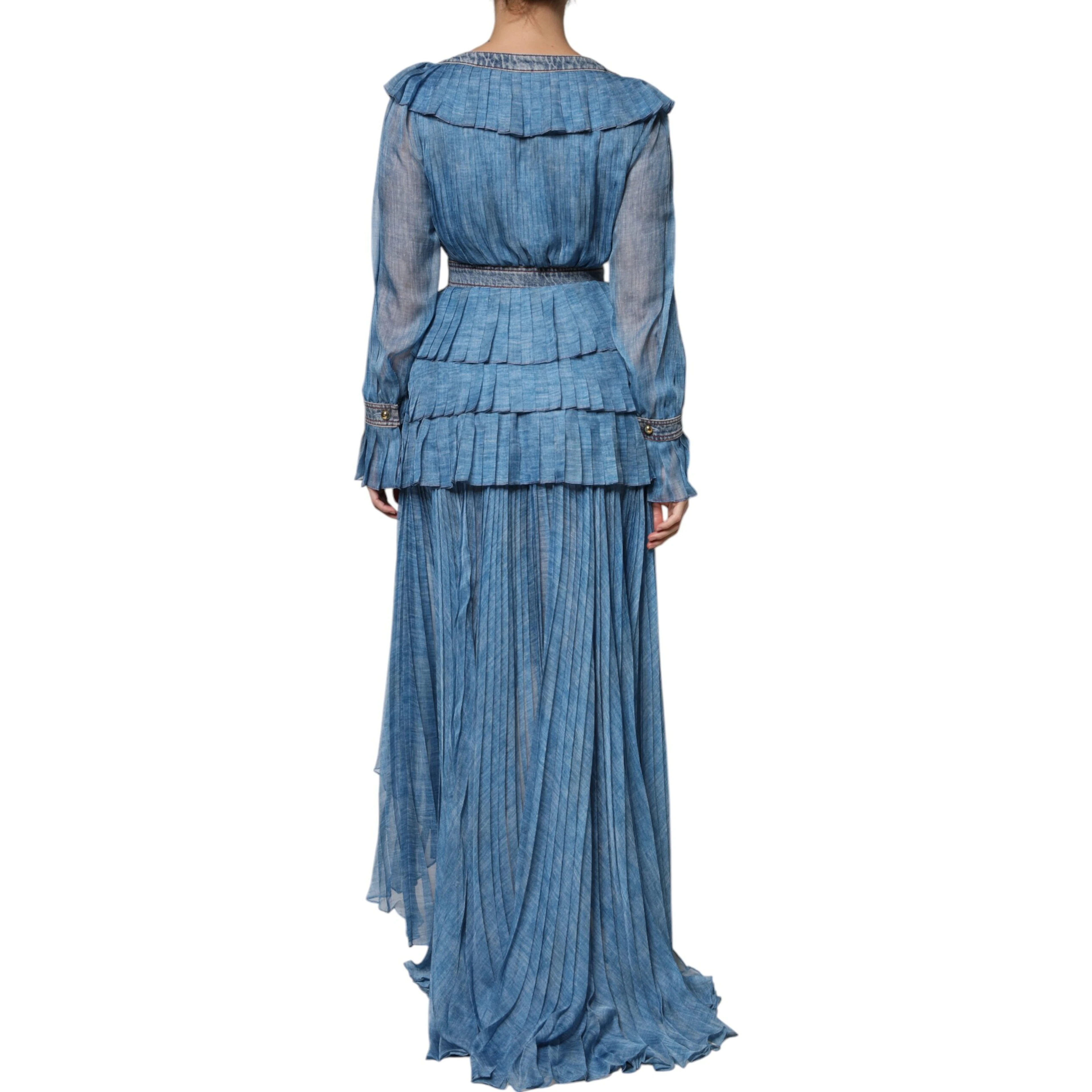 Blue Layered Long Sleeve Dress