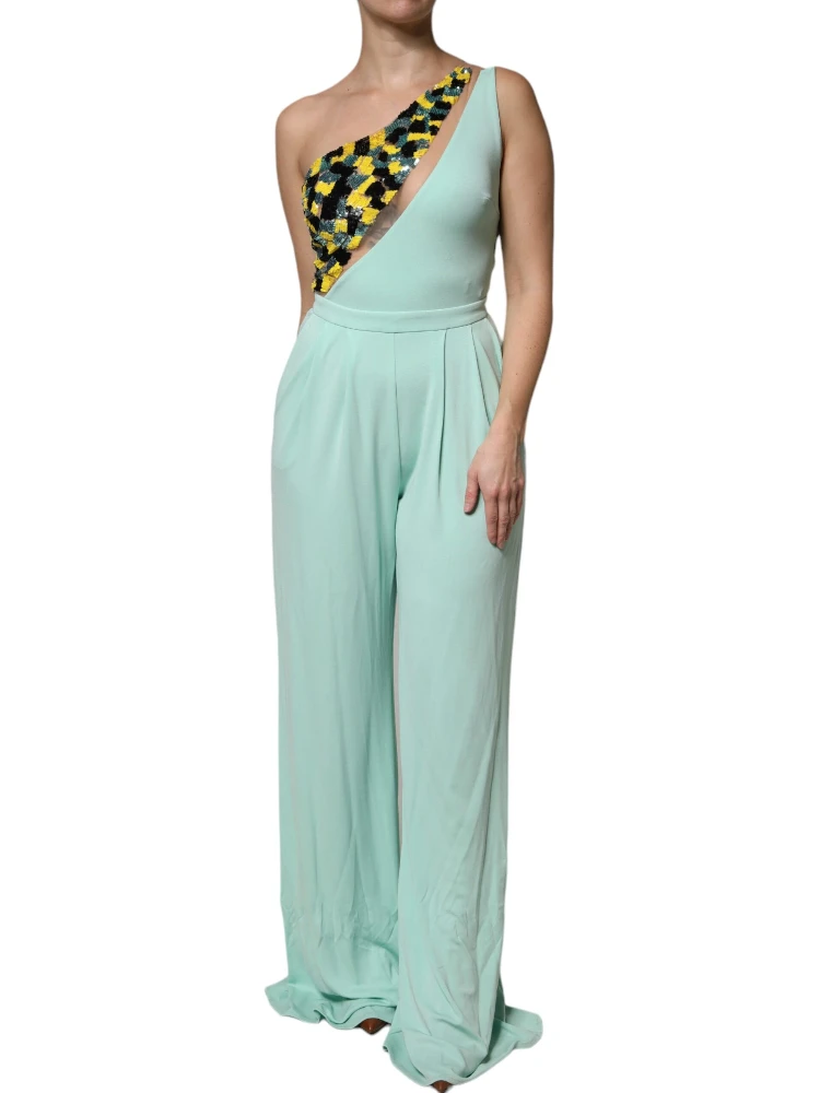 Mint Green One Shoulder Long Jumpsuit Dress alternative
