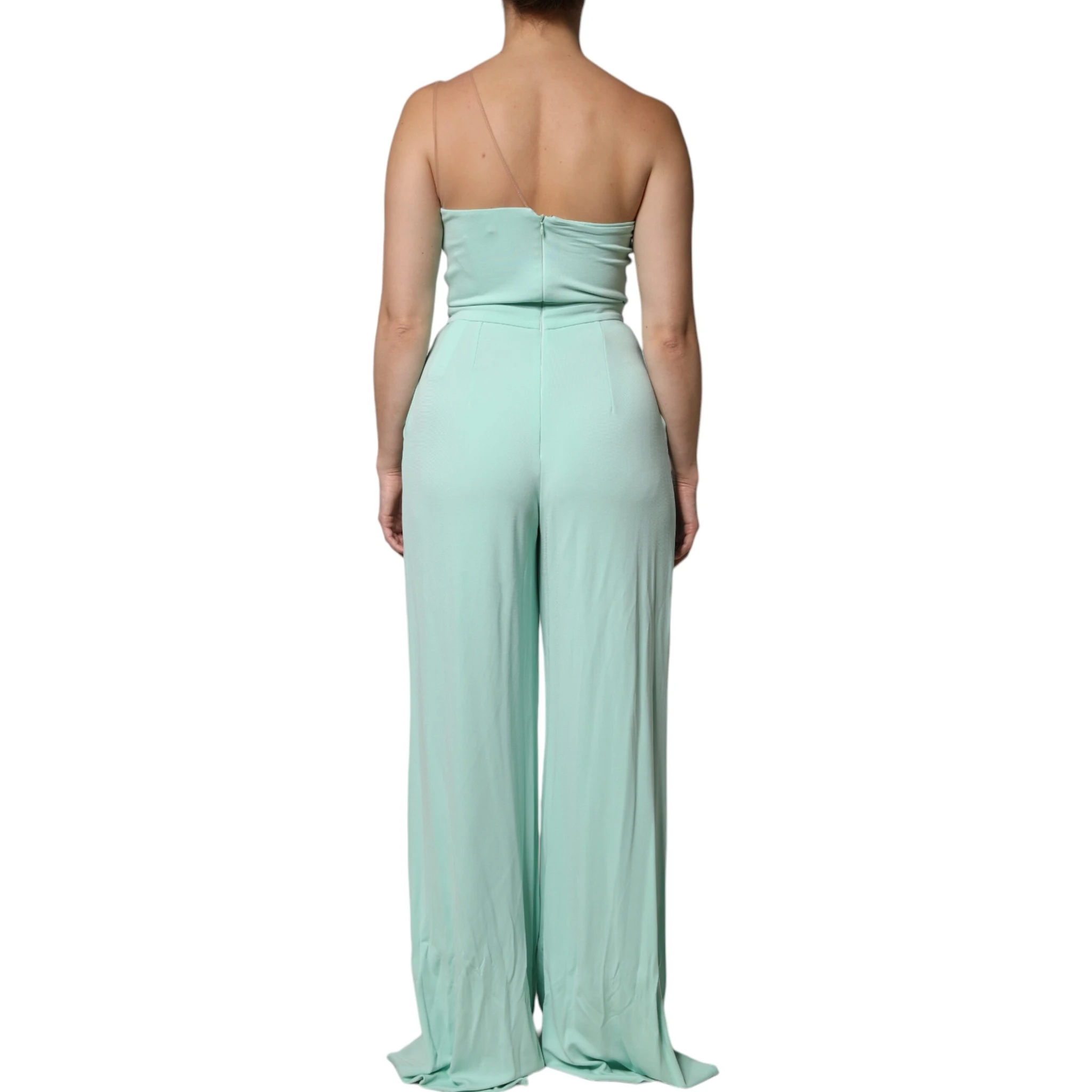 Mint Green One Shoulder Long Jumpsuit Dress