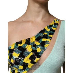 Mint Green One Shoulder Long Jumpsuit Dress