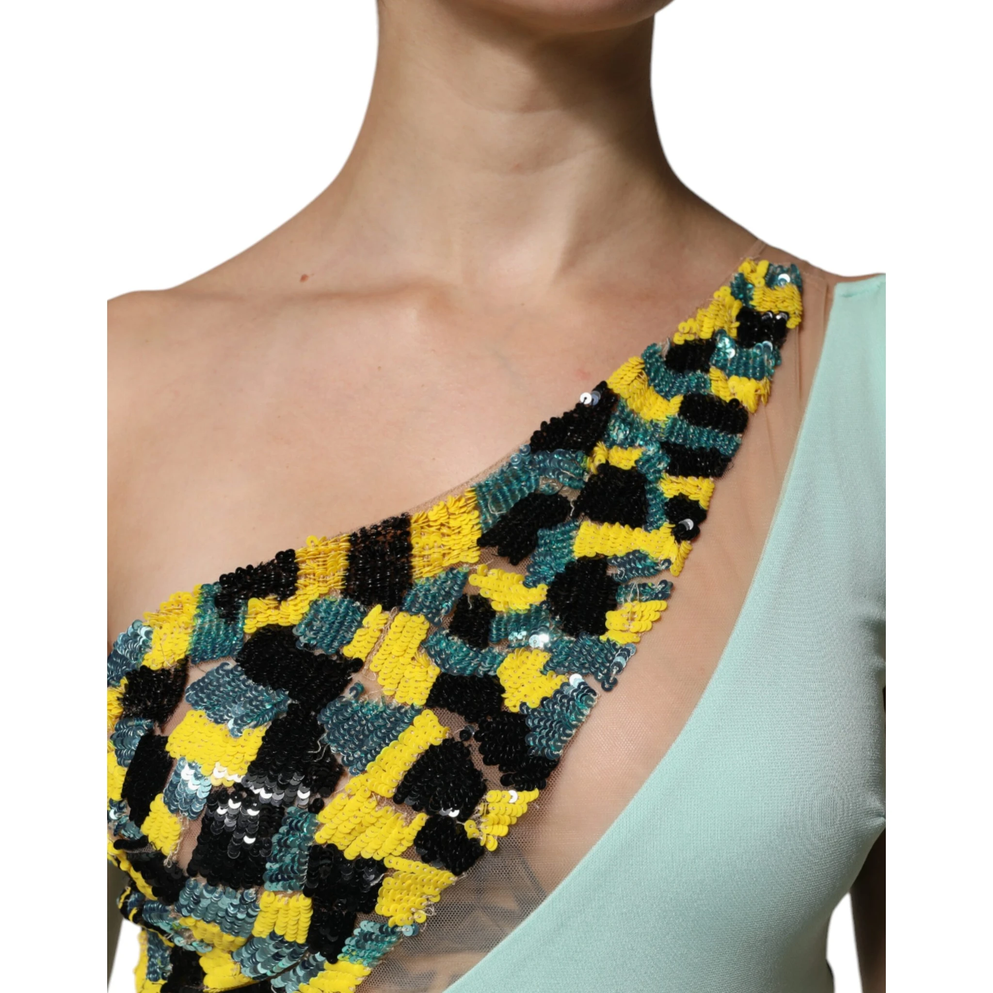 Mint Green One Shoulder Long Jumpsuit Dress