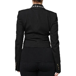 Black Crystal Double Breasted Blazer Jacket