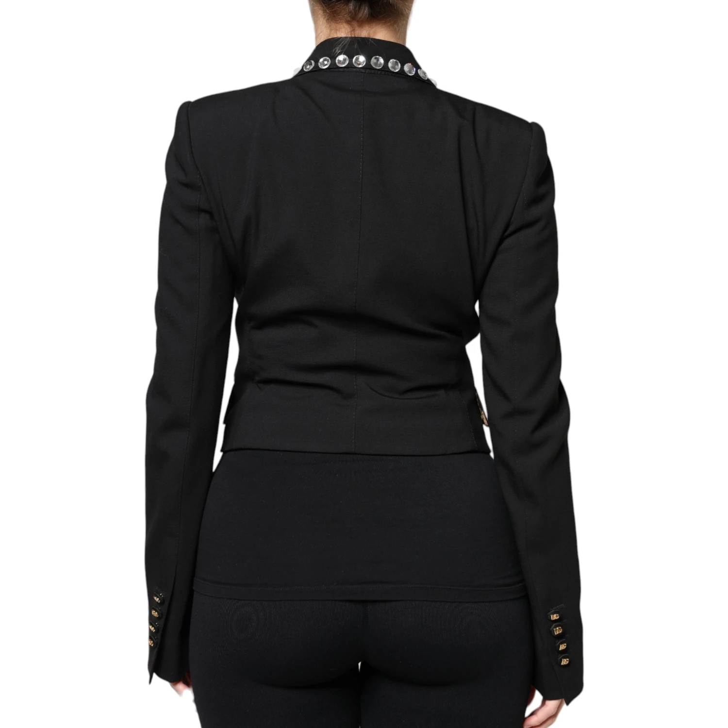 Black Crystal Double Breasted Blazer Jacket