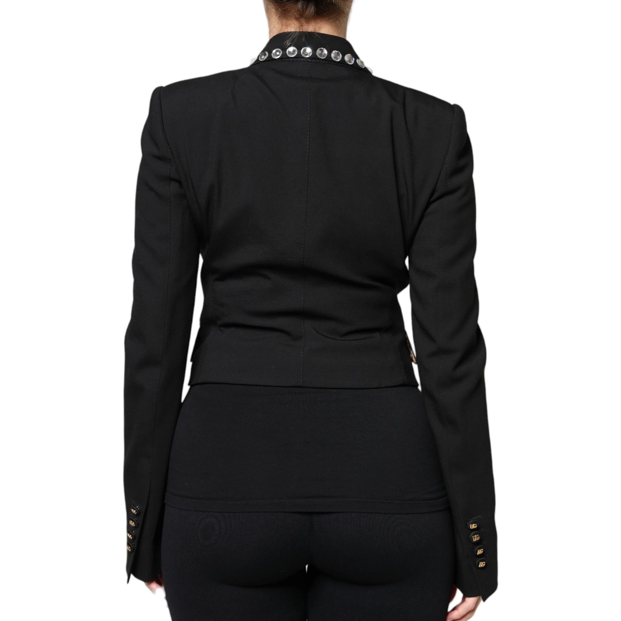 Black Crystal Double Breasted Blazer Jacket