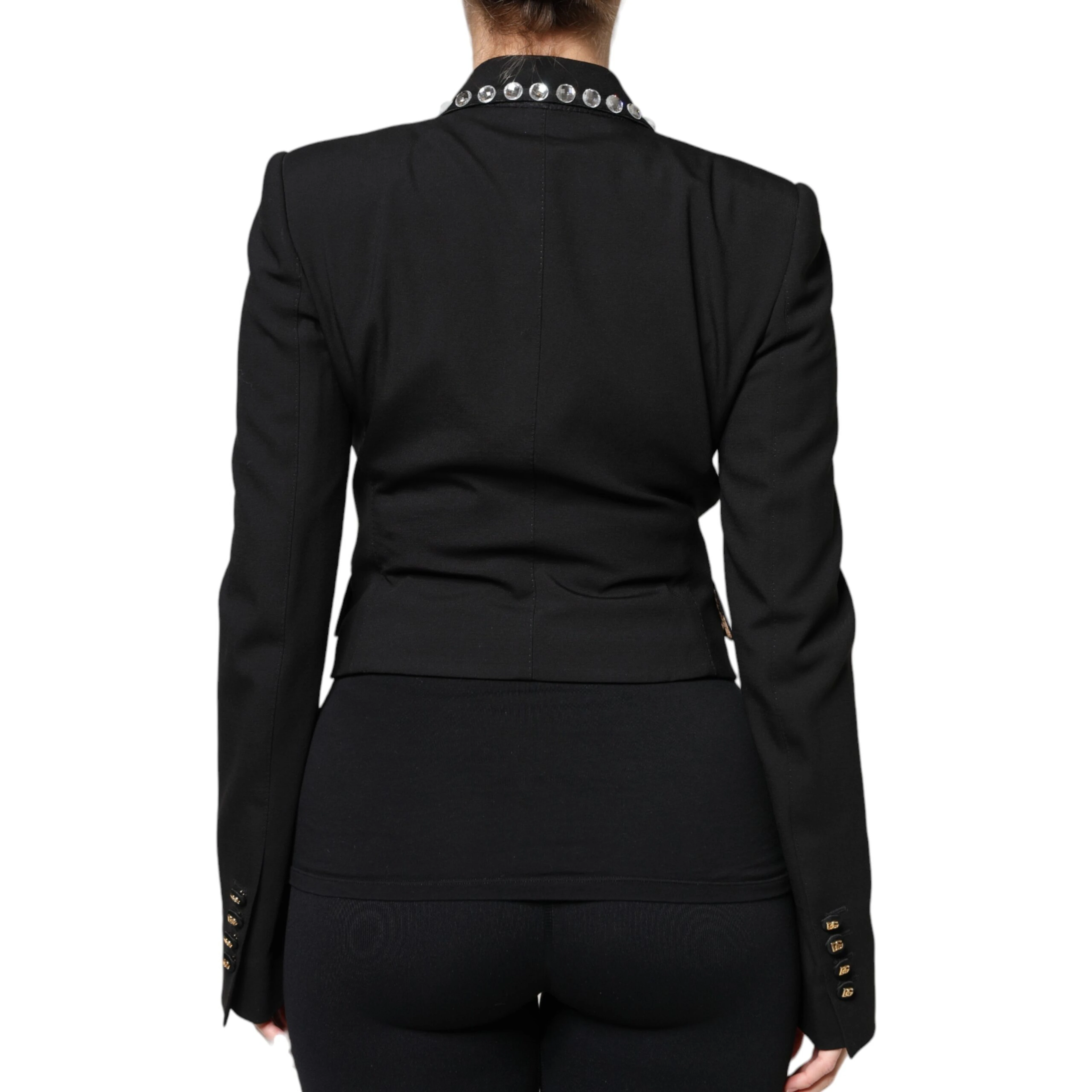 Black Crystal Double Breasted Blazer Jacket