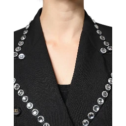 Black Crystal Double Breasted Blazer Jacket