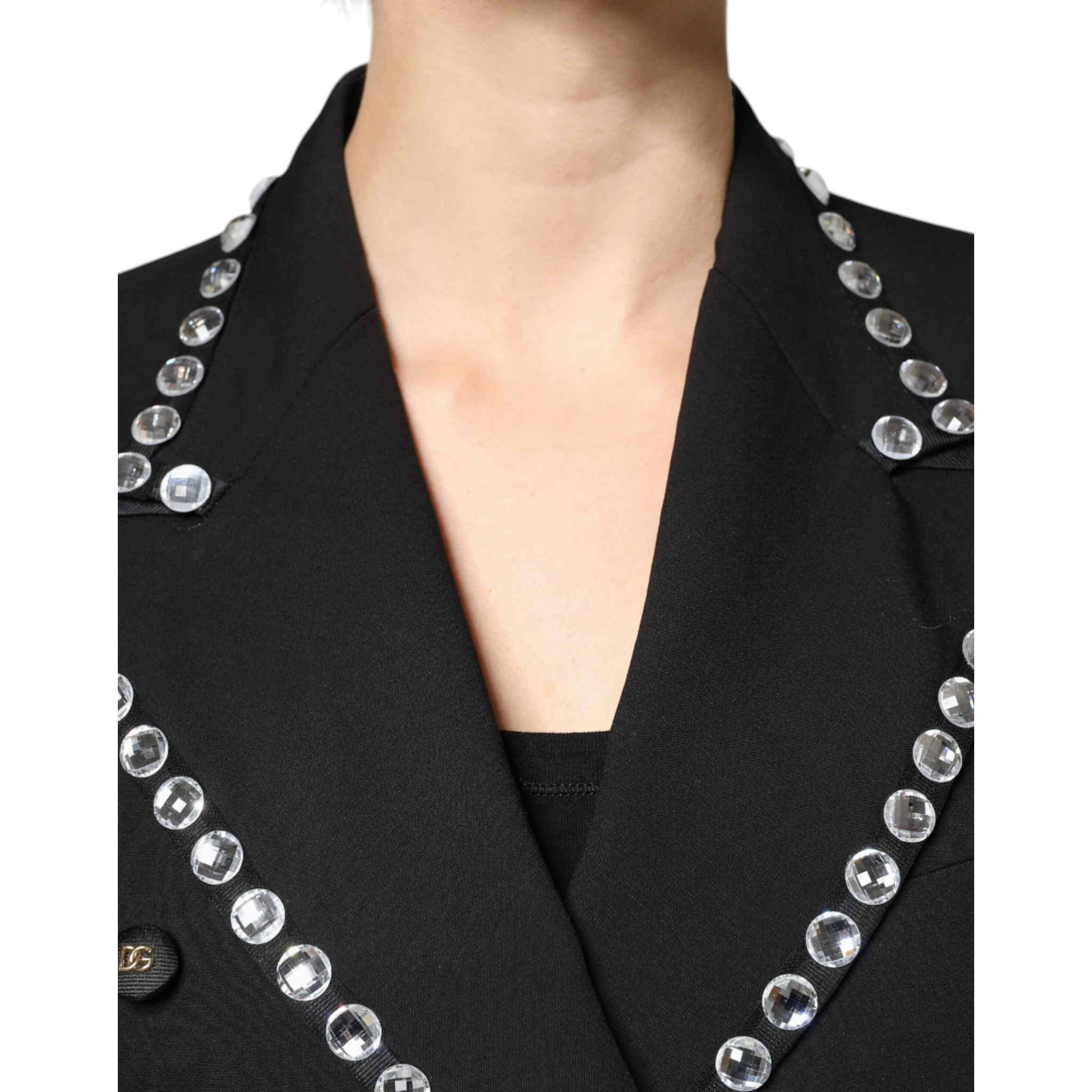 Black Crystal Double Breasted Blazer Jacket