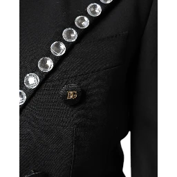 Black Crystal Double Breasted Blazer Jacket