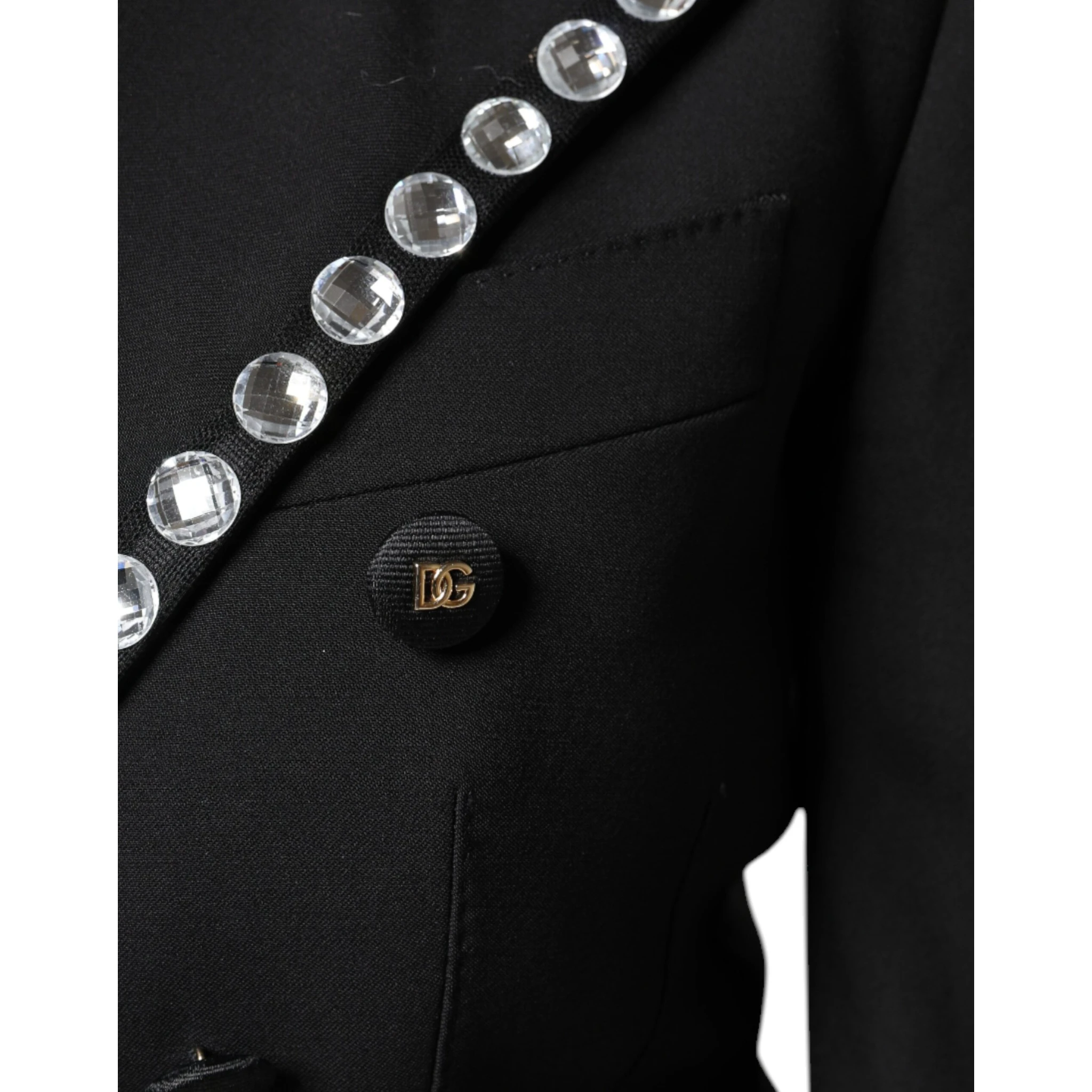 Black Crystal Double Breasted Blazer Jacket