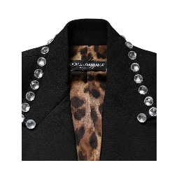 Black Crystal Double Breasted Blazer Jacket