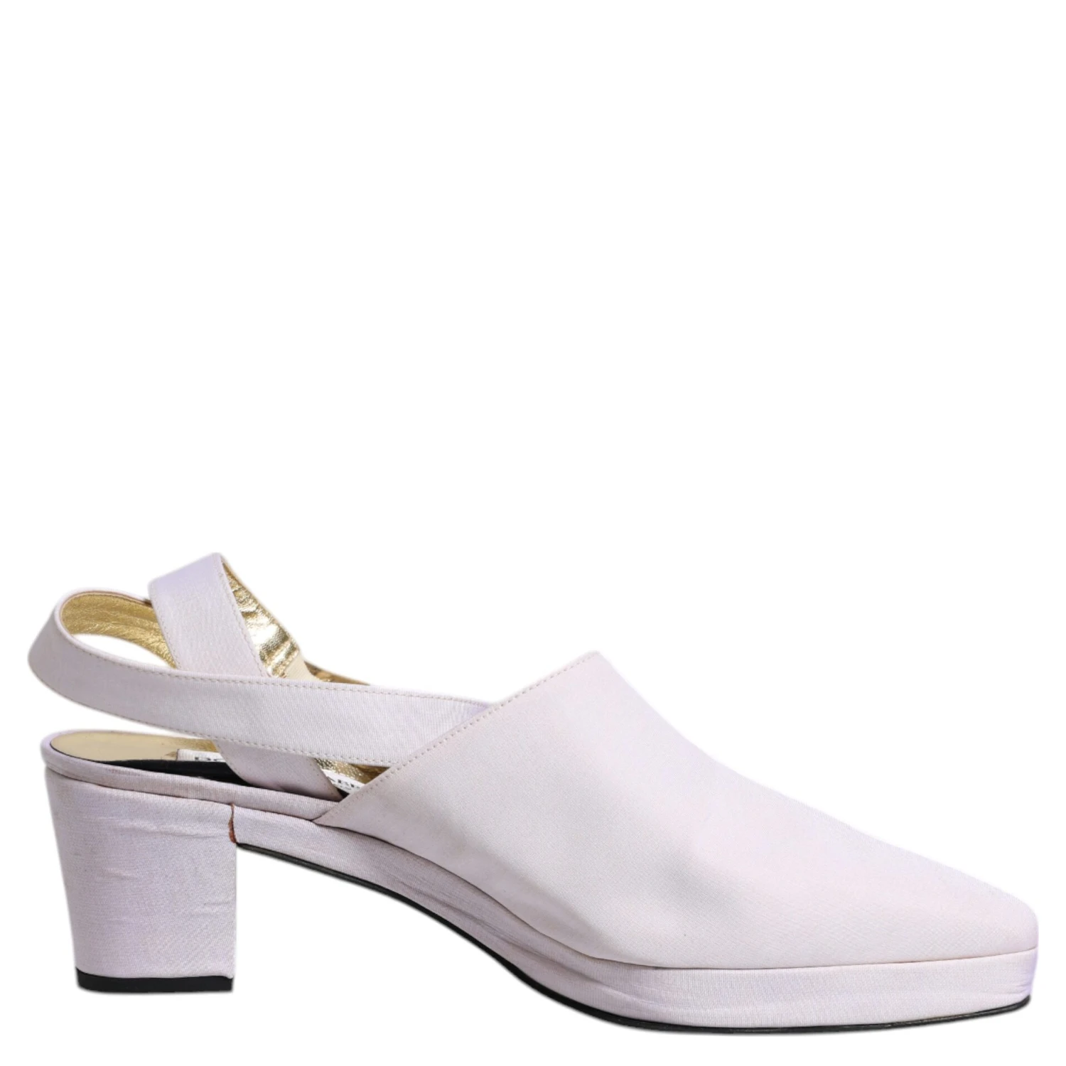 Off White Block Heel Slingback Sandals Shoes