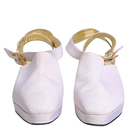 Off White Block Heel Slingback Sandals Shoes