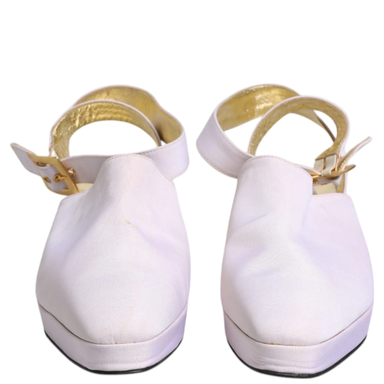 Off White Block Heel Slingback Sandals Shoes