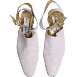Off White Block Heel Slingback Sandals Shoes