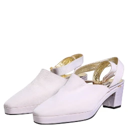 Off White Block Heel Slingback Sandals Shoes