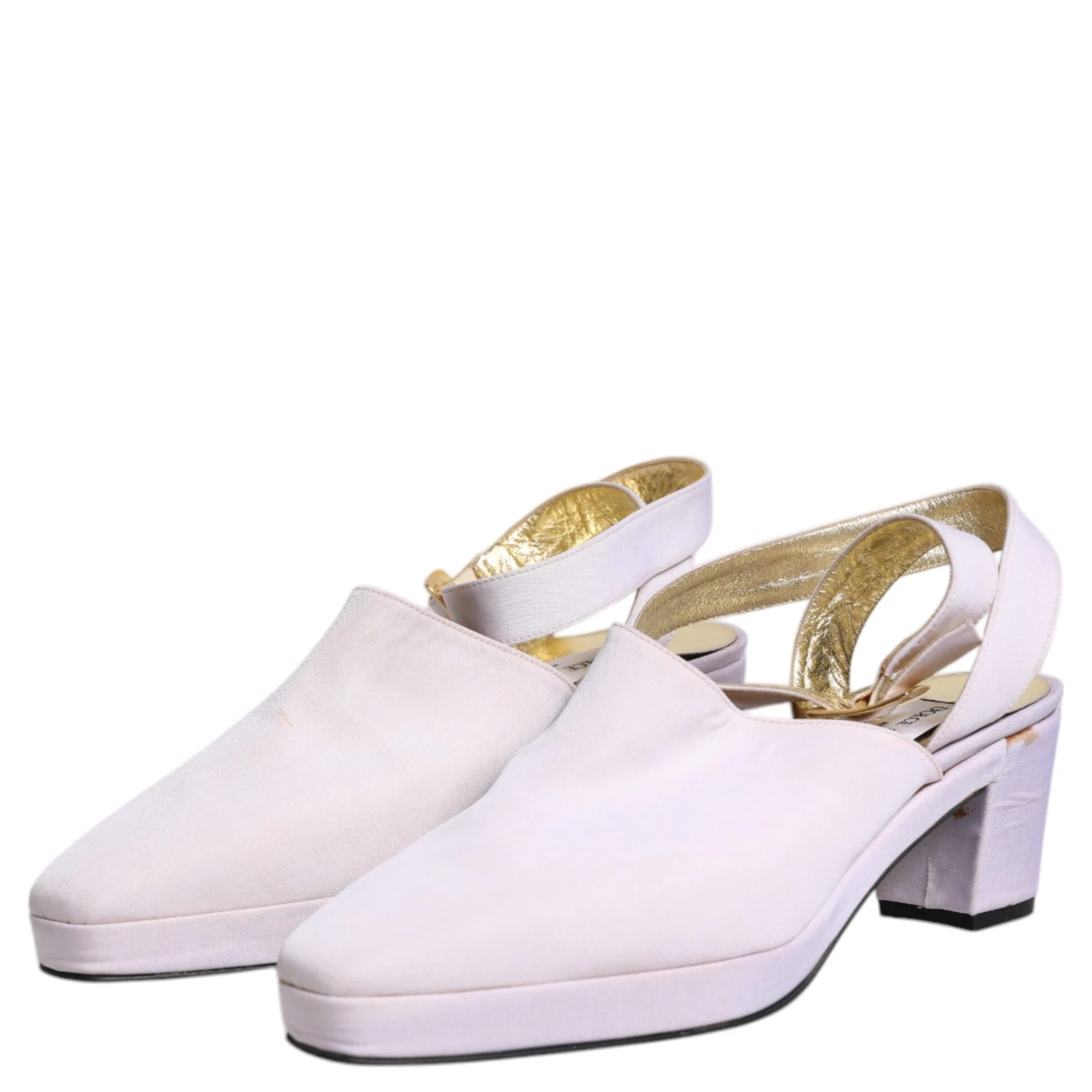Off White Block Heel Slingback Sandals Shoes