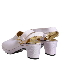 Off White Block Heel Slingback Sandals Shoes