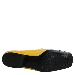 Yellow Leather Logo Plaque Slip On Mocassin Shoes