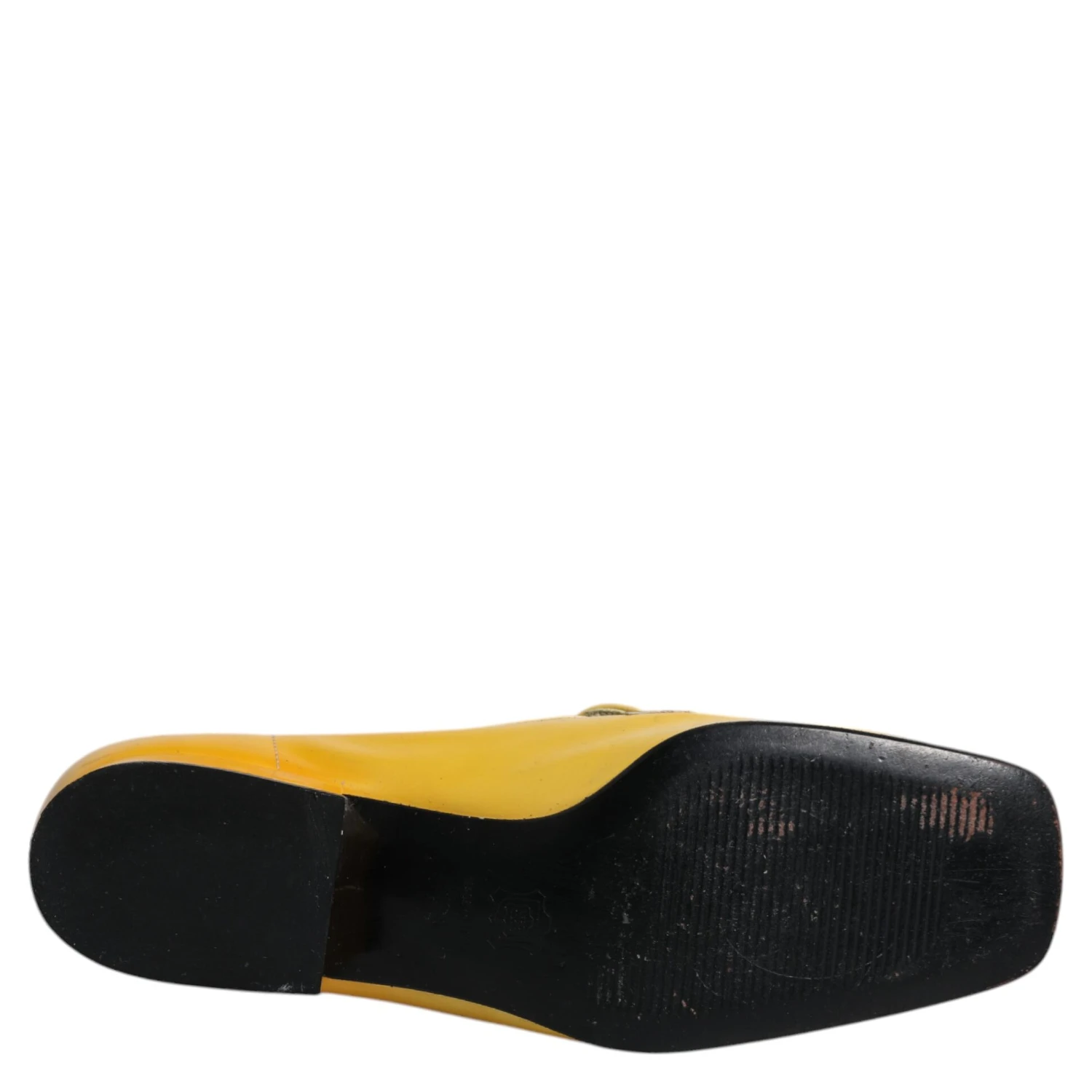 Yellow Leather Logo Plaque Slip On Mocassin Shoes