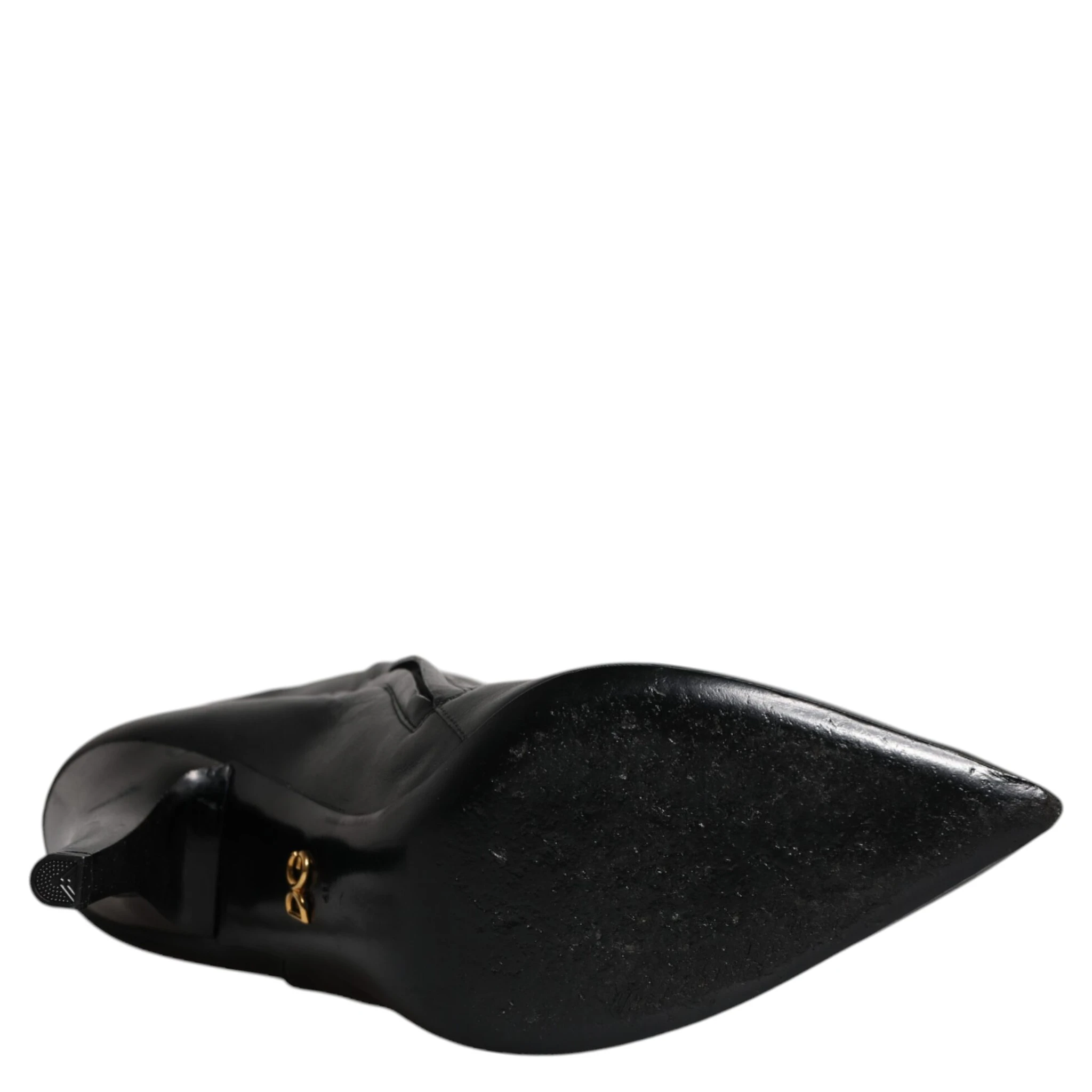 Black Leather Heels Knee High Boots Shoes