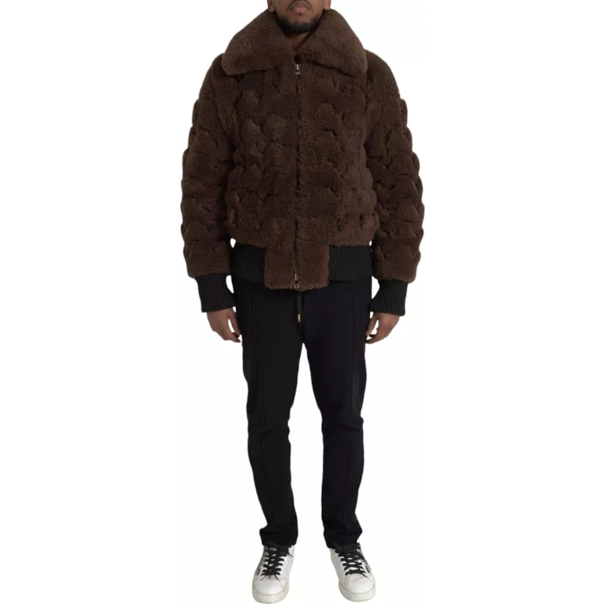 Brown Fur Lamb Shearling Coat Jacket