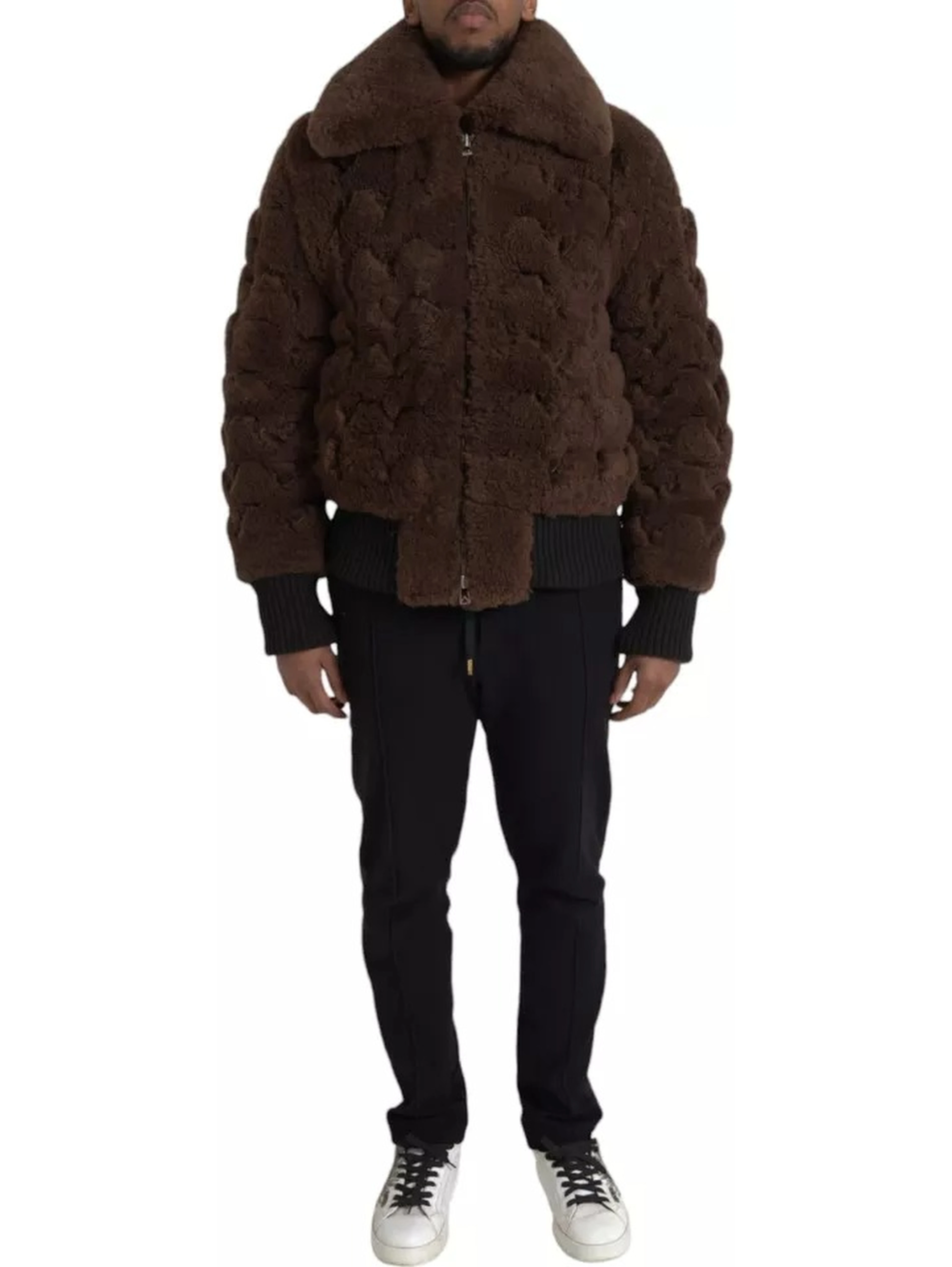 Brown Fur Lamb Shearling Coat Jacket
