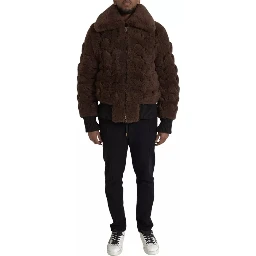 Brown Fur Lamb Shearling Coat Jacket